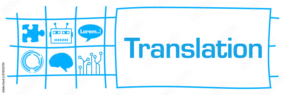 Obraz premium Translation Blue Lines Page Grid AI Symbols 