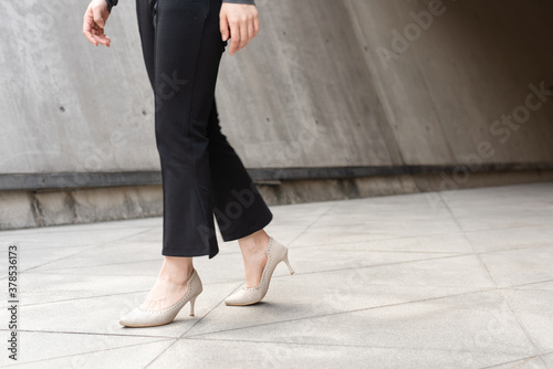 Close up of feet walking in high heels