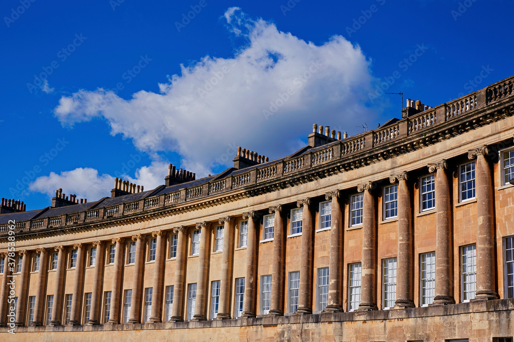 Architecture of the famous Royal Crescent in Royal Bath Spa