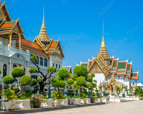 Dusit Maha Prasart Hall, one of the most important hall in the Grand Palace in Bangkok, Thailand, under blue sky