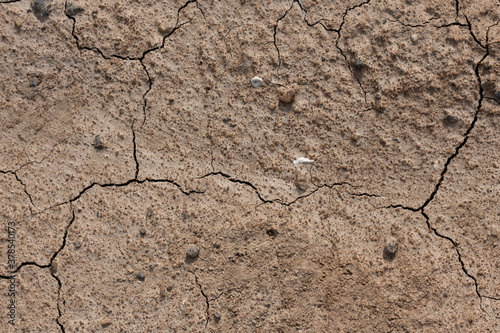 Dried cracked earth soil ground texture background.