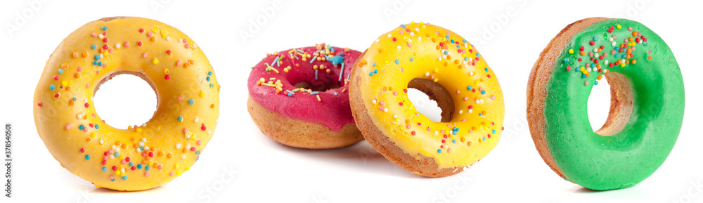 glazed donut isolated on white background. Set or collection glazed donut isolated on white background. Set or collection