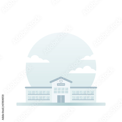 School building. Exterior front view. Back to school concept. Vector illustration, flat design