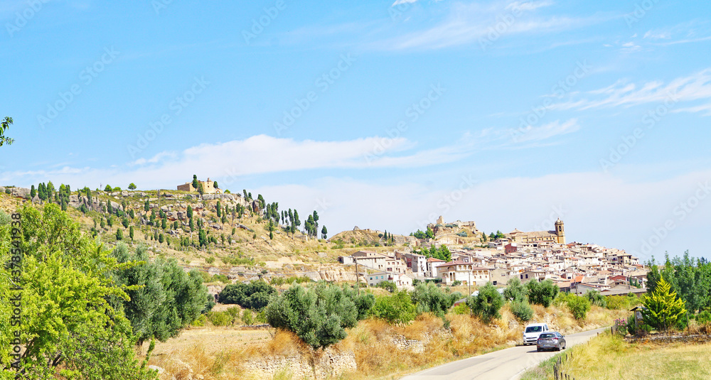 Panorámica de La Fresneda en Teruel, Aragón, España, Europa
