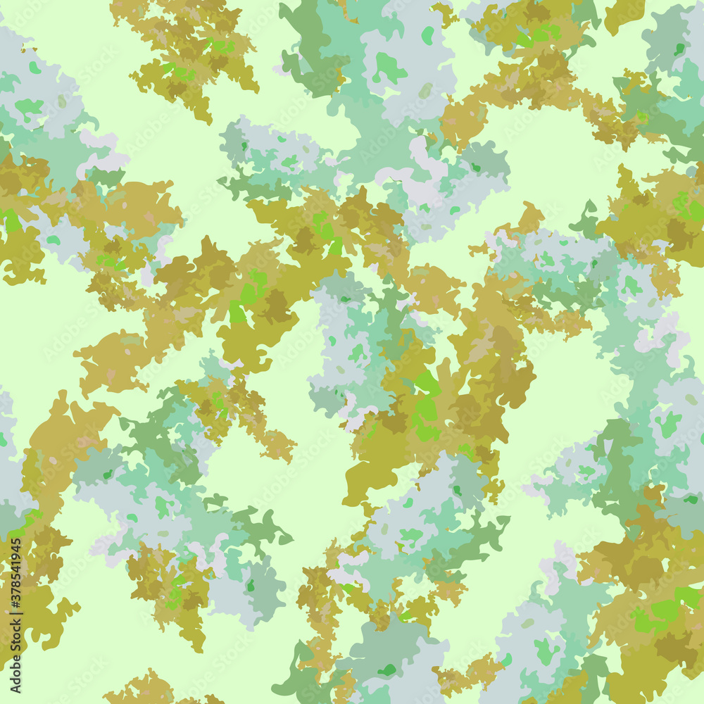 Forest camouflage of various shades of green, brown and green colors