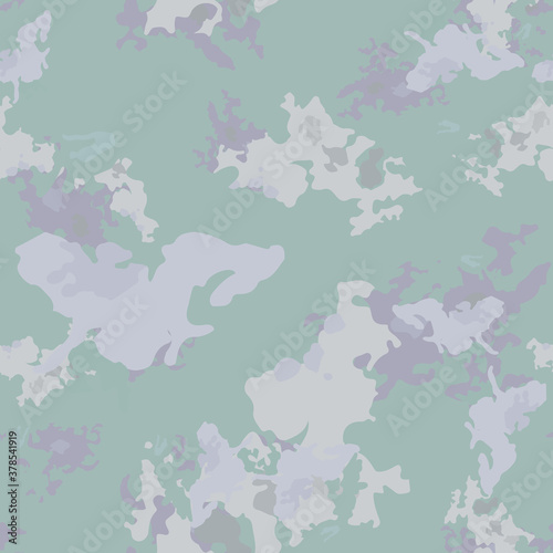 Forest camouflage of various shades of green, violet and grey colors