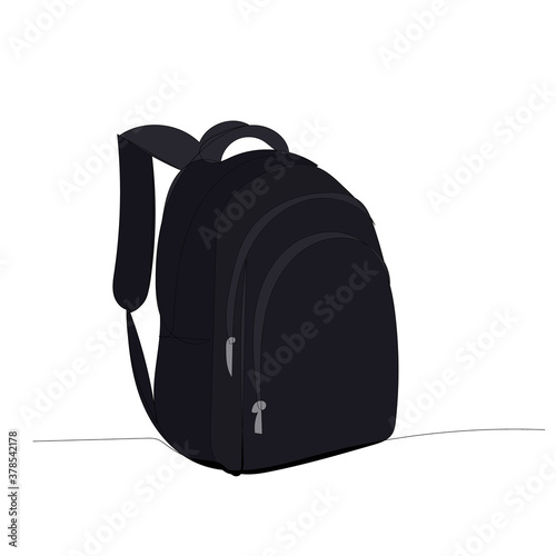 vector, isolated, continuous line drawing black backpack