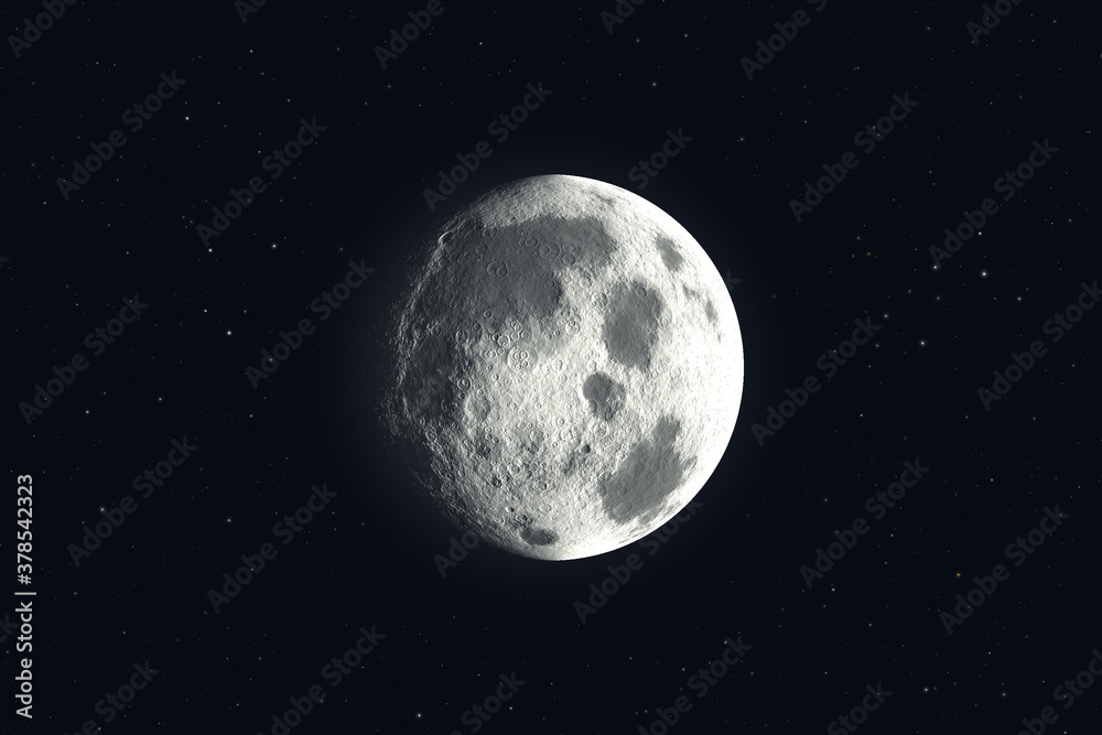 render full and phases moon with black background