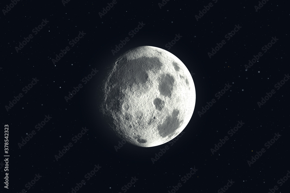 Obraz premium render full and phases moon with black background