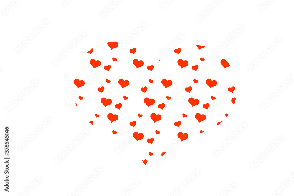 image of a large heart consisting of small on a white background