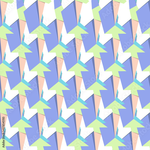 Absract seamless pattern with green, blue, beige, white shapes. Geometric minimalism. Vector illustration