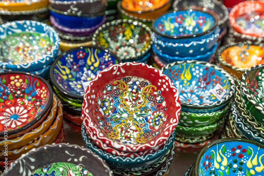 Souvenirs of Traditional Tatar ceramic plates, Crimea