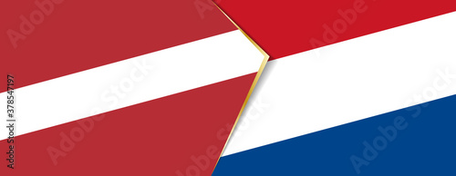 Latvia and Netherlands flags, two vector flags.