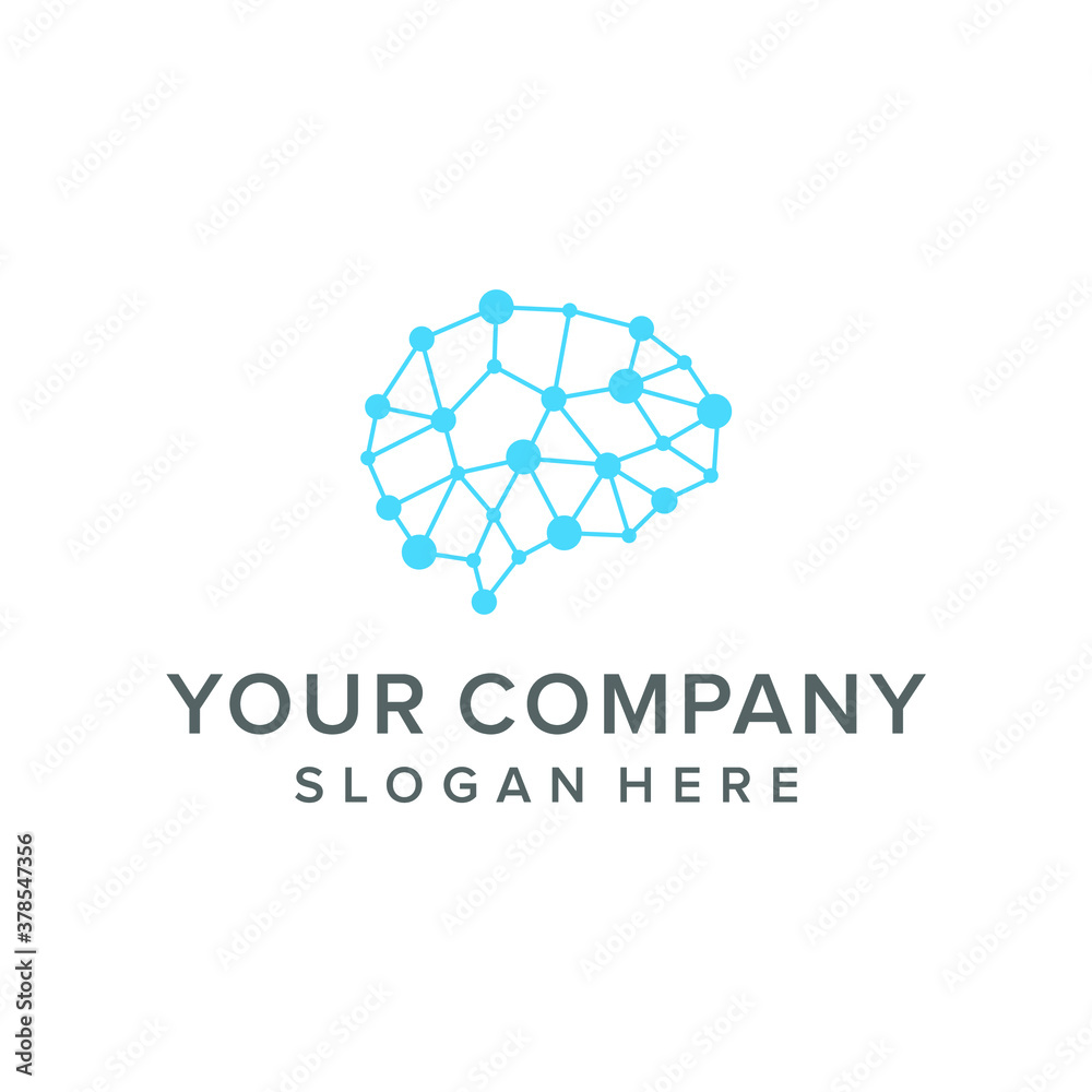 Connected dot brain logo Connected dot brain logo