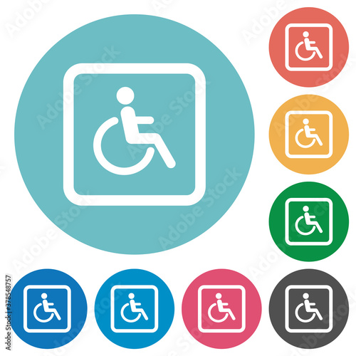 Handicapped parking flat round icons
