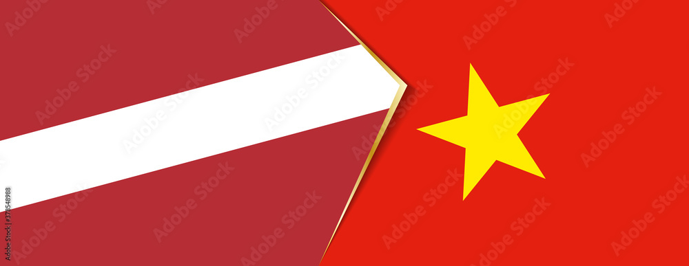 Latvia and Vietnam flags, two vector flags. Latvia and Vietnam flags, two vector flags.