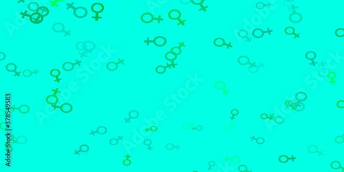 Light Green vector texture with women's rights symbols.