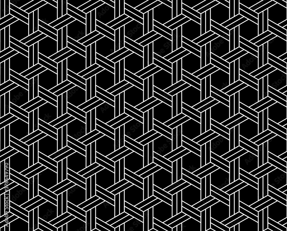 Abstract geometric pattern. A seamless vector background. White and black ornament. Graphic modern pattern. Simple lattice graphic design