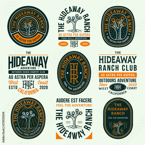 Colored hideaway ranch adventure vector badges photo