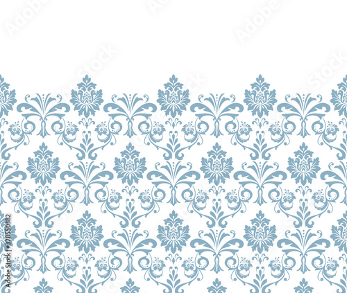 Wallpaper in the style of Baroque. Modern vector background. White and blue floral ornament. Graphic pattern for fabric, wallpaper, packaging. Ornate Damask flower ornament