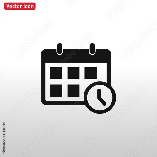 Calendar icon vector . Calendar with clock sign