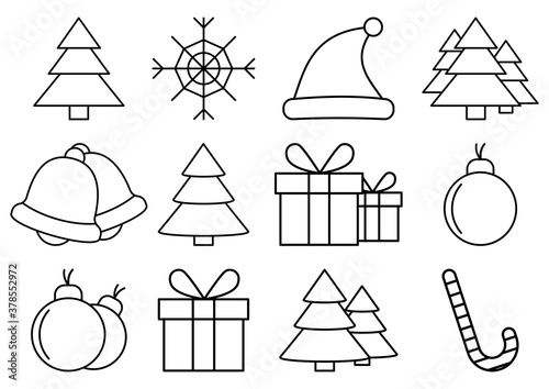 Christmas icons set. Holidays graphics. Set of winter related vector line icons. Premium linear symbols pack. Web symbols for websites and mobile app. Trendy design. Vector