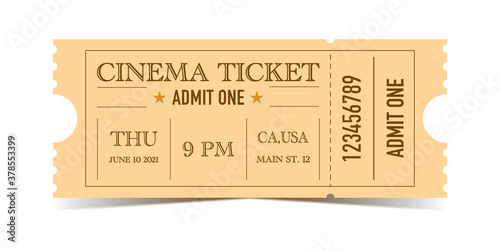 Cinema movie vintage vector ticket