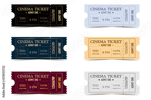 Set of cinema vintage vector tickets 
