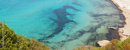 Ostriconi Beach with beautiful beach in the Palasca region of Corsica Island  France.