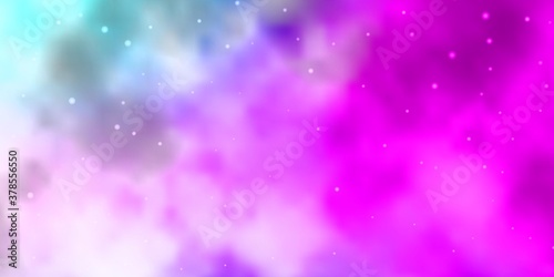 Light Pink  Blue vector pattern with abstract stars. Shining colorful illustration with small and big stars. Theme for cell phones.