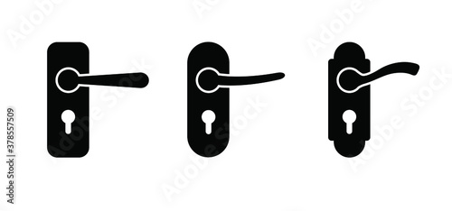 Doorknob with keyhole icon Vector sign Door knob front for close or open door Doorway key pictogram Exit or entry Home, house, hotel Inside, outside or lock, unluck privacy Flat Metal old door handle