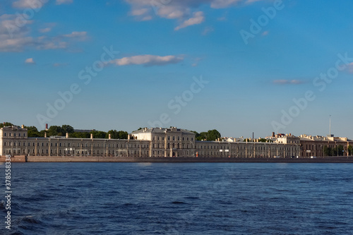 City of St Petersburg and blue sky with clouds viewing from a sightseeing cruise, St Petersburg, Russia. June 14, 2018. © pict-japan