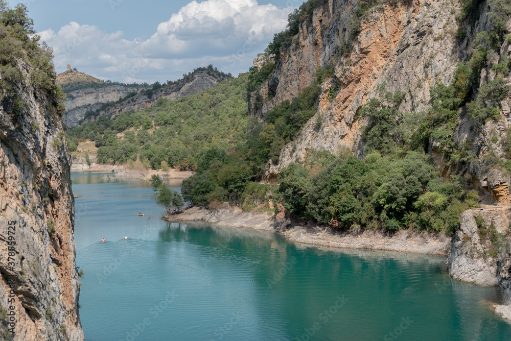 View of the Congost de Mont-rebei gorge in Catalonia, Spain in summer 2020