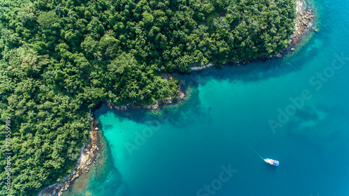 aerial view of a caribbean island photo