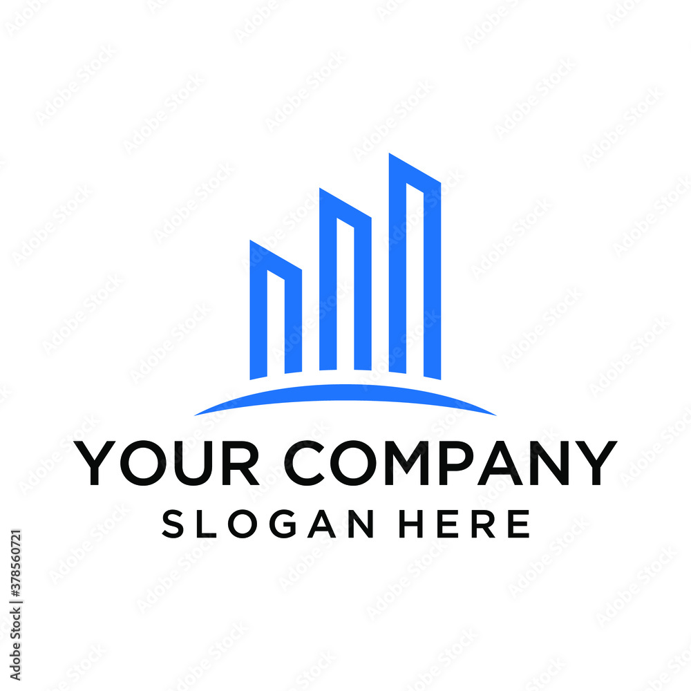 Simple building and growth bar logo Simple building and growth bar logo