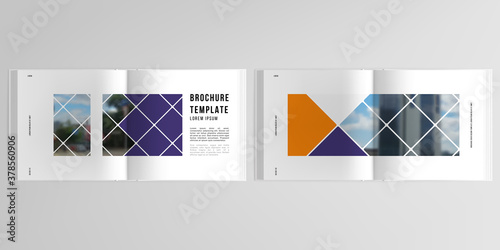 3d realistic vector layout of cover mockup templates for bifold square brochure, flyer, cover design, book design, magazine. Abstract design project in geometric style with squares and place for photo