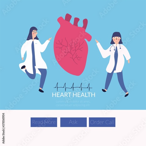 Two female doctors talk about the cardiovascular system. Medicine, the concept of human health.