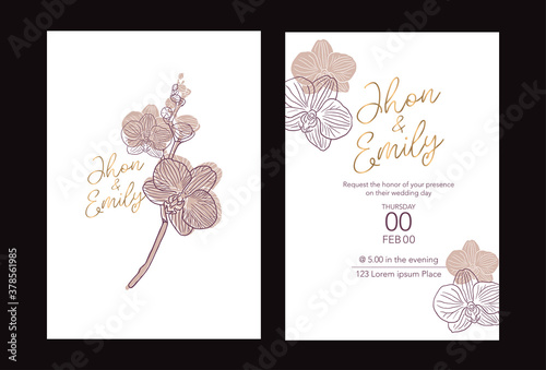 simple luxury wedding invitations with orchid motifs