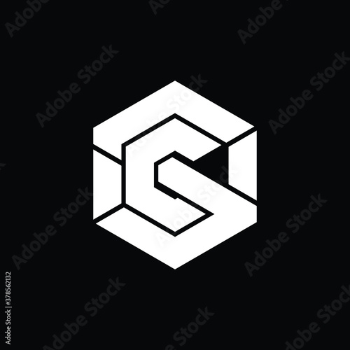 Letter SC hexagon logo design vector
