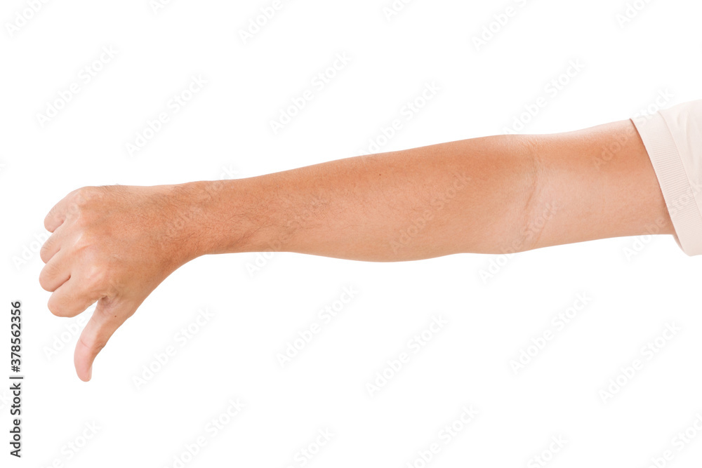 Male asian hand gestures isolated over the white background. Thumb Down Pose. Male asian hand gestures isolated over the white background. Thumb Down Pose.