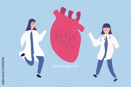 Two female doctors talk about the cardiovascular system. Medicine, the concept of human health.