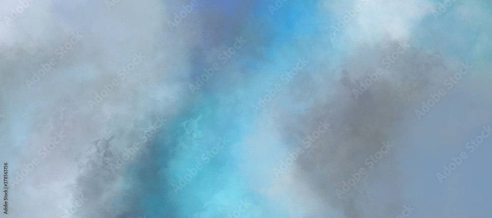blue abstract watercolor background, sky with clouds	