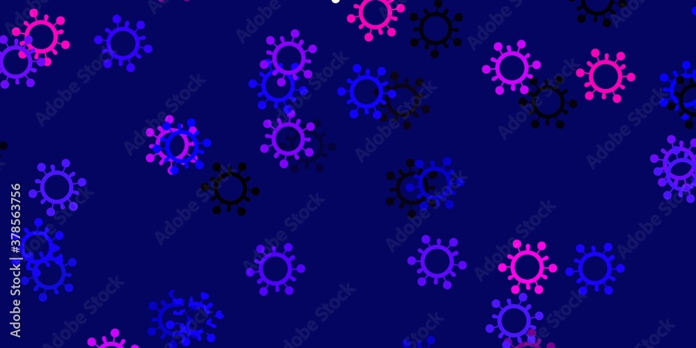 Light pink, blue vector backdrop with virus symbols.
