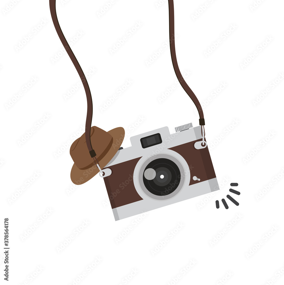 hanging camera with hat vector