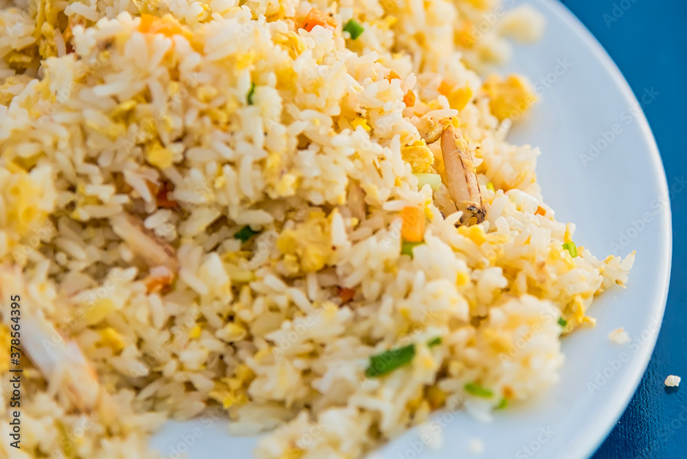 Fried rice with crab with vegetable sea food background. Fried rice with crab with vegetable sea food background.