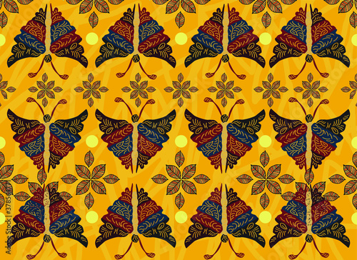 Indonesian batik motifs with very distinctive plant patterns
