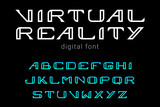 Font vector design. Hi-tech Future Technology Game War Combat title style.