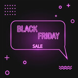 Black Friday Sale. Vector illustration in neon style with copy space for text
