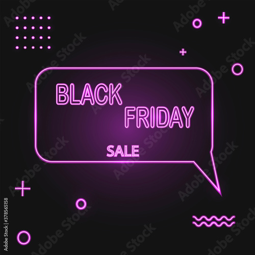 Black Friday Sale. Vector illustration in neon style with copy space for text