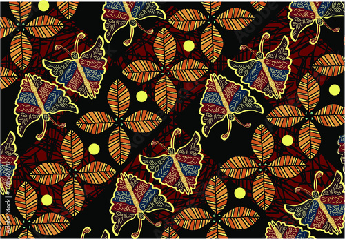 Indonesian batik motifs with very distinctive plant patterns